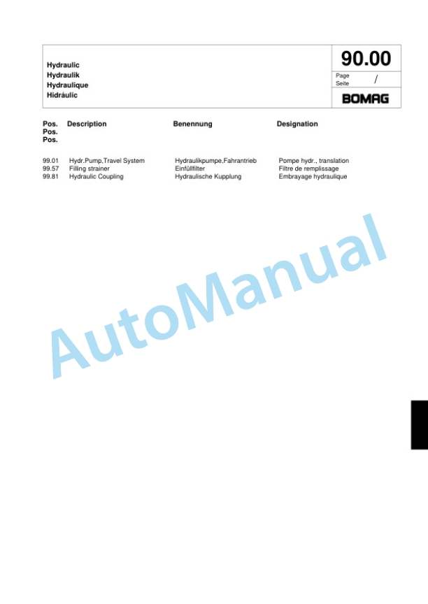 Bomag BW 65 H Double Vibratory Roller Spare Parts Catalogue 00817973-4