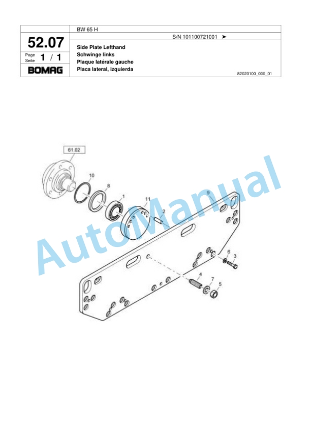 Bomag BW 65 H Double Vibratory Roller Spare Parts Catalogue 00818067-2