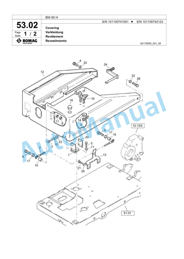 Bomag BW 65 H Double Vibratory Roller Spare Parts Catalogue 00818267-3