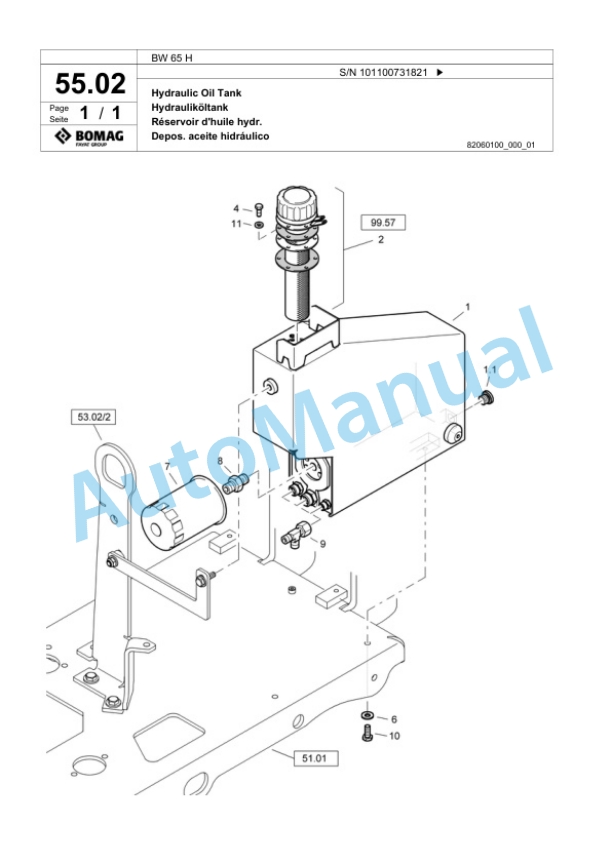 Bomag BW 65 H Double Vibratory Roller Spare Parts Catalogue 00818773-3