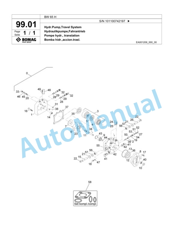 Bomag BW 65 H Double Vibratory Roller Spare Parts Catalogue 00818819-4