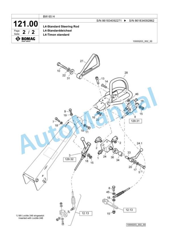 Bomag BW 65 H Double Vibratory Roller Spare Parts Catalogue 00824353-4