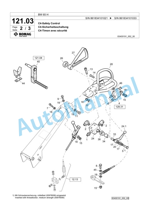 Bomag BW 65 H Double Vibratory Roller Spare Parts Catalogue 00824411-5