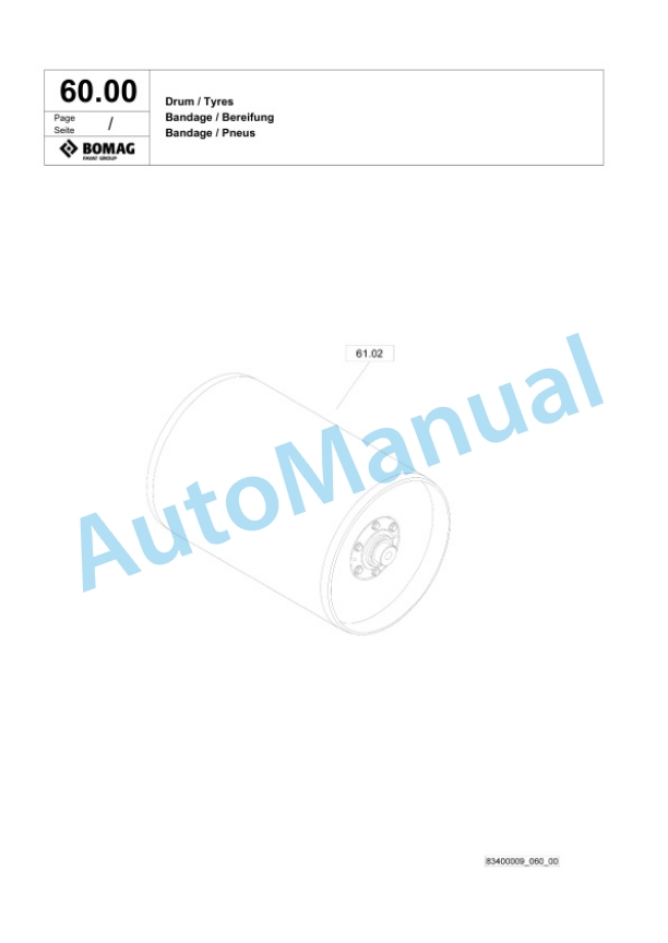 Bomag BW 65 H Double Vibratory Roller Spare Parts Catalogue 00826213-3