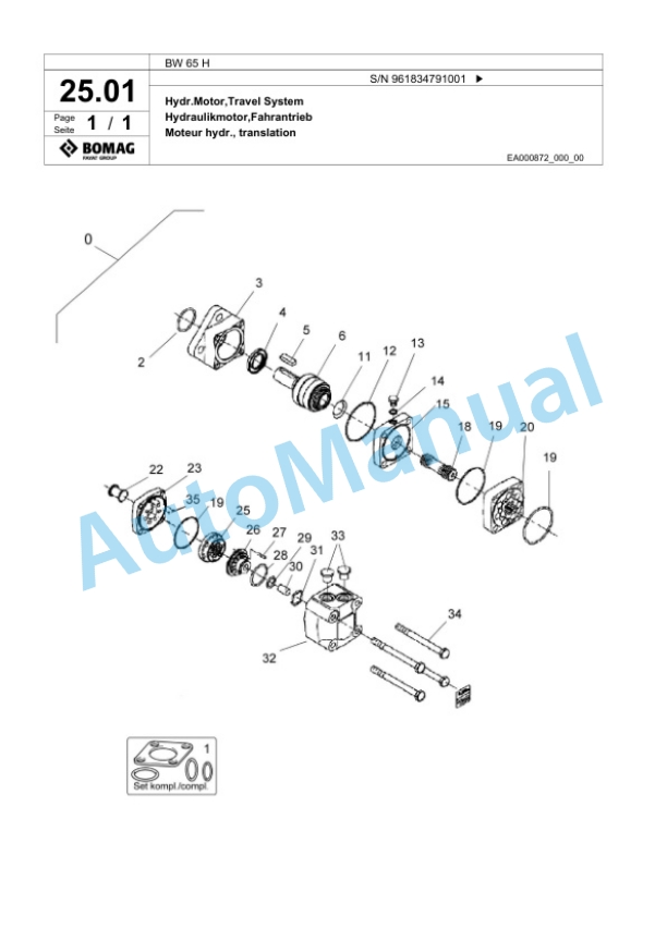 Bomag BW 65 H Double Vibratory Roller Spare Parts Catalogue 00827175-2
