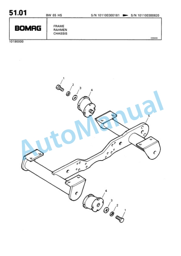 Bomag BW 65 HS Double Vibratory Roller Spare Parts Catalogue 00810013-4