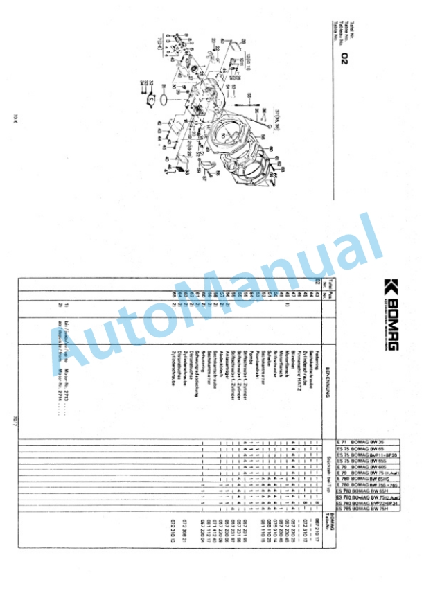 Bomag BW 65 HS Double Vibratory Roller Spare Parts Catalogue 00810381-2