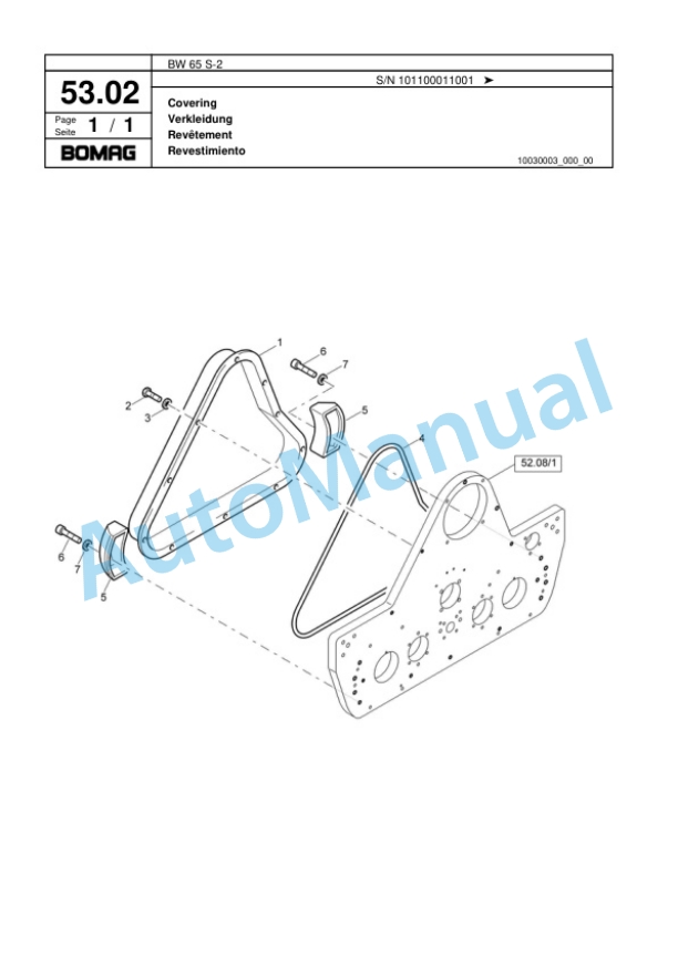 Bomag BW 65 S-2 Double Vibratory Roller Spare Parts Catalogue 00817560-4