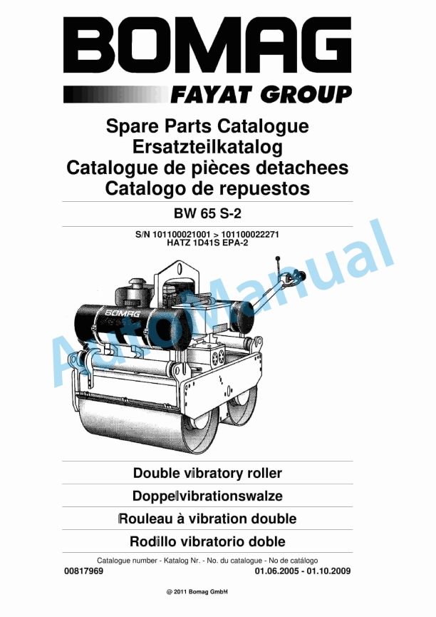 Bomag BW 65 S-2 Double Vibratory Roller Spare Parts Catalogue 00817969