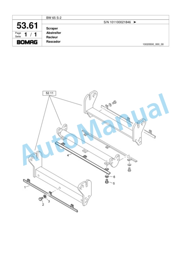 Bomag BW 65 S-2 Double Vibratory Roller Spare Parts Catalogue 00817969-3