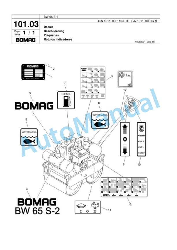 Bomag BW 65 S-2 Double Vibratory Roller Spare Parts Catalogue 00817969-5