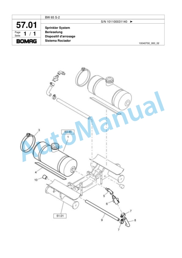 Bomag BW 65 S-2 Double Vibratory Roller Spare Parts Catalogue 00818069-3