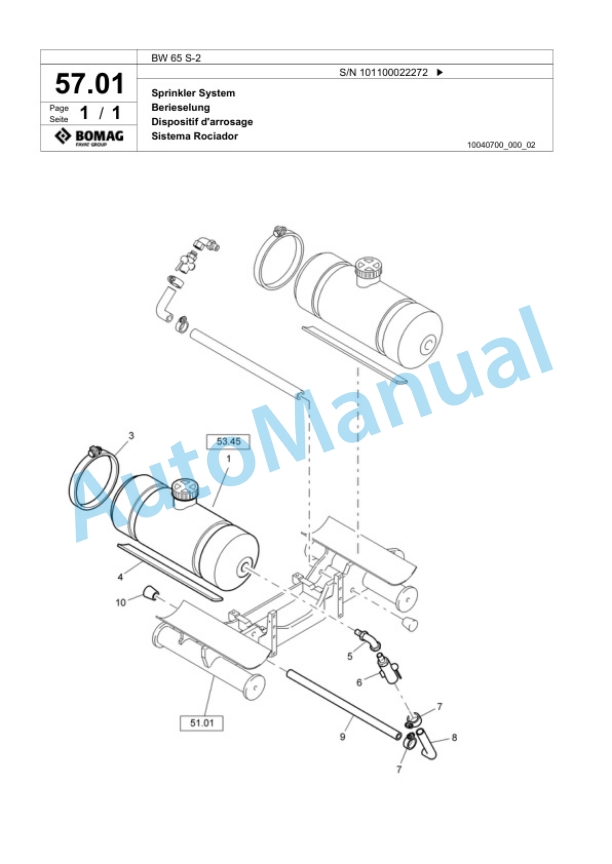 Bomag BW 65 S-2 Double Vibratory Roller Spare Parts Catalogue 00818777-4