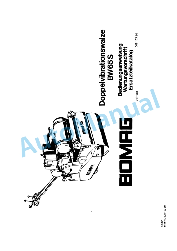 Bomag BW 65 S Double Vibratory Roller Spare Parts Catalogue 00810350 GE
