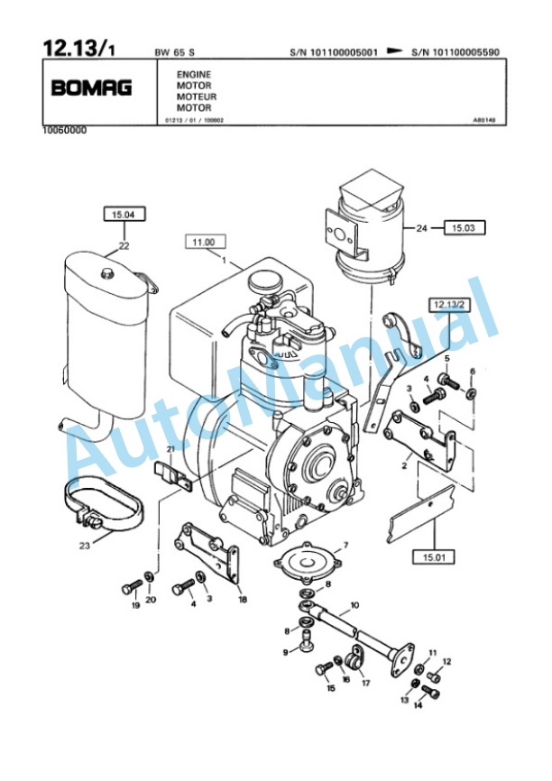 Bomag BW 65 S Double Vibratory Roller Spare Parts Catalogue 00811405-2