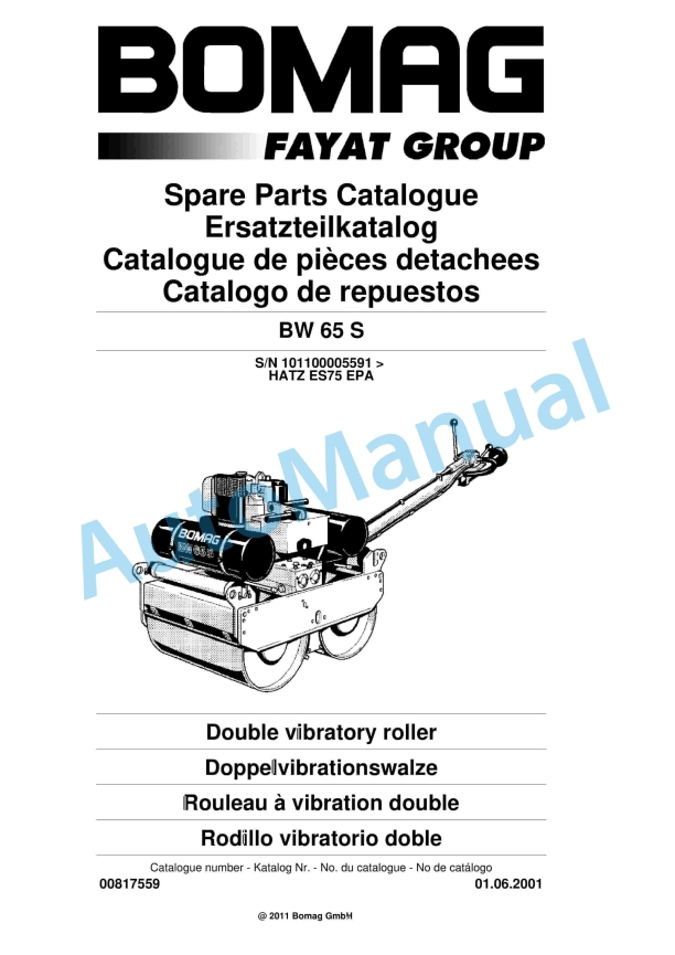 Bomag BW 65 S Double Vibratory Roller Spare Parts Catalogue 00817559