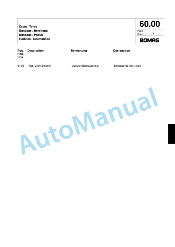 Bomag BW 65 S Double Vibratory Roller Spare Parts Catalogue 00817559-4