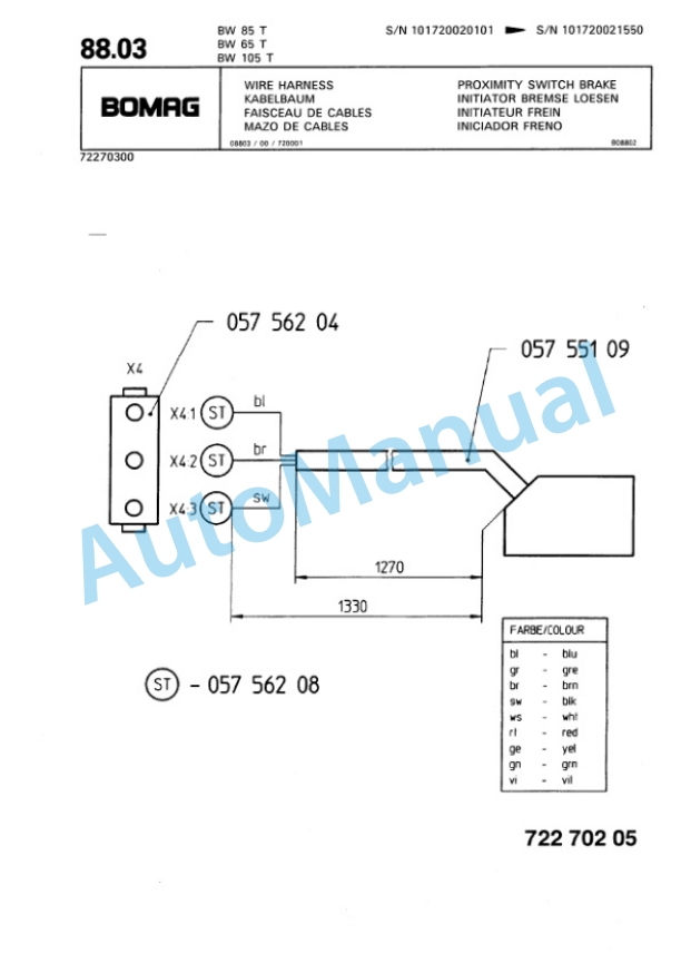Bomag BW 65 T, BW 85 T, BW 105 T Trench Compactor Spare Parts Catalogue 00815204-5