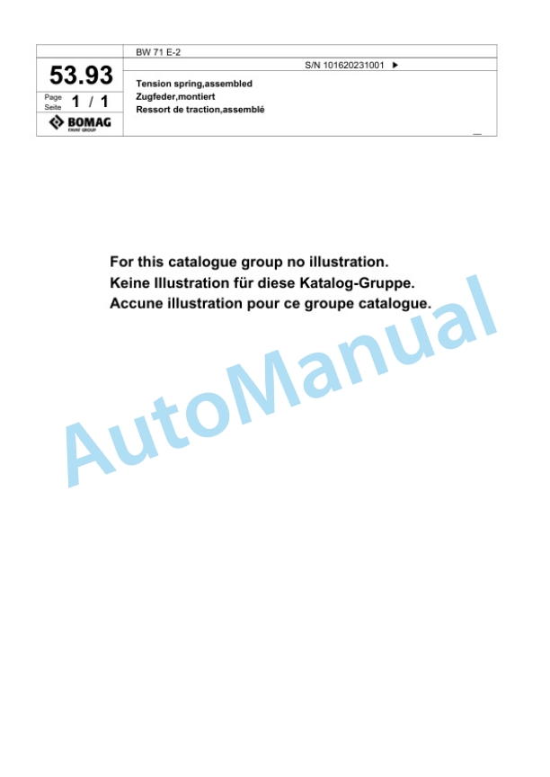 Bomag BW 71 E-2 Single-Drum Vibration Roller Spare Parts Catalogue 00817562-4
