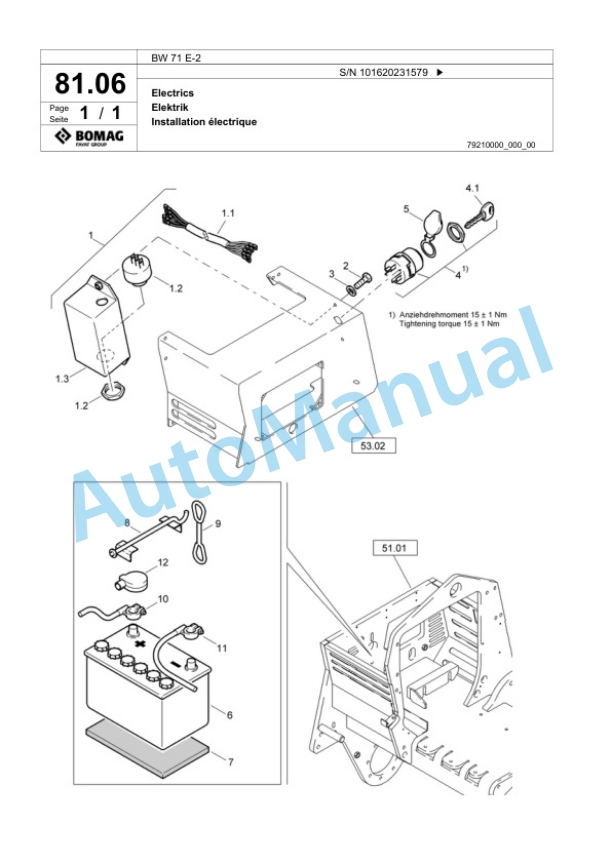 Bomag BW 71 E-2 Single-Drum Vibration Roller Spare Parts Catalogue 00817562-5