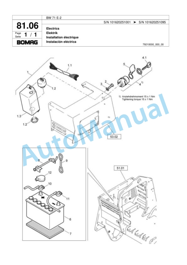 Bomag BW 71 E-2 Single-Drum Vibration Roller Spare Parts Catalogue 00818081-4