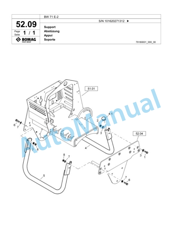 Bomag BW 71 E-2 Single-Drum Vibration Roller Spare Parts Catalogue 00824551-3
