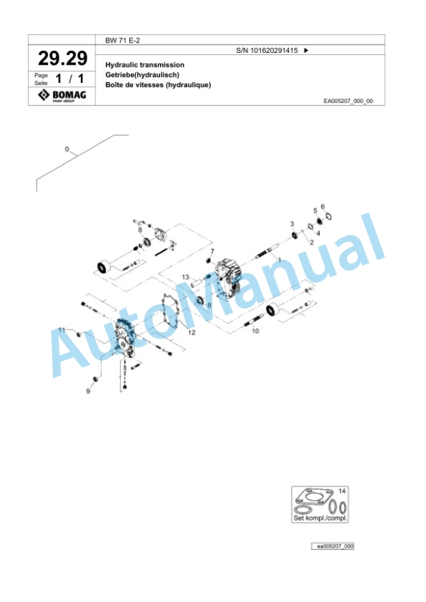 Bomag BW 71 E-2 Single-Drum Vibration Roller Spare Parts Catalogue 00824783-2