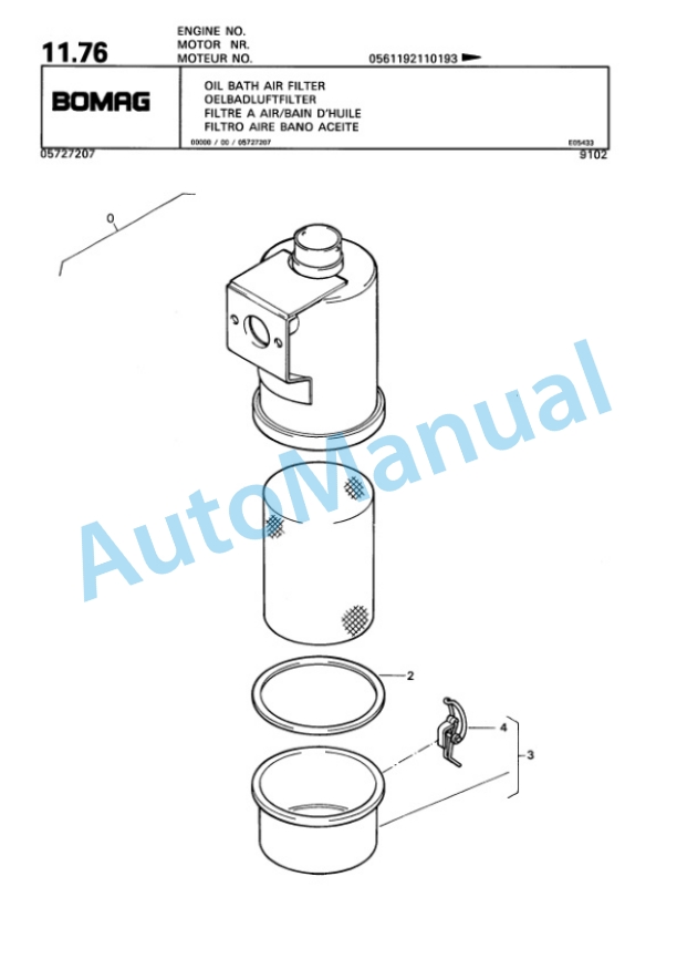 Bomag BW 71 E Single Drum Vibratory Roller Spare Parts Catalogue 00811013-2