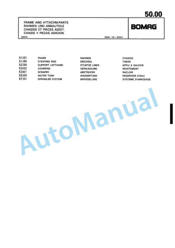 Bomag BW 71 E Single Drum Vibratory Roller Spare Parts Catalogue 00811030-3