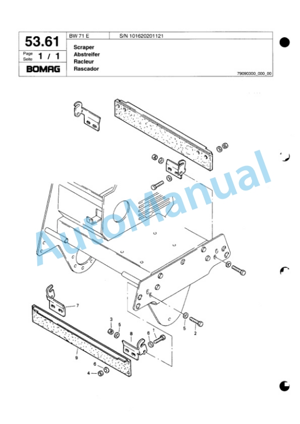 Bomag BW 71 E Single Drum Vibratory Roller Spare Parts Catalogue 00817249-4