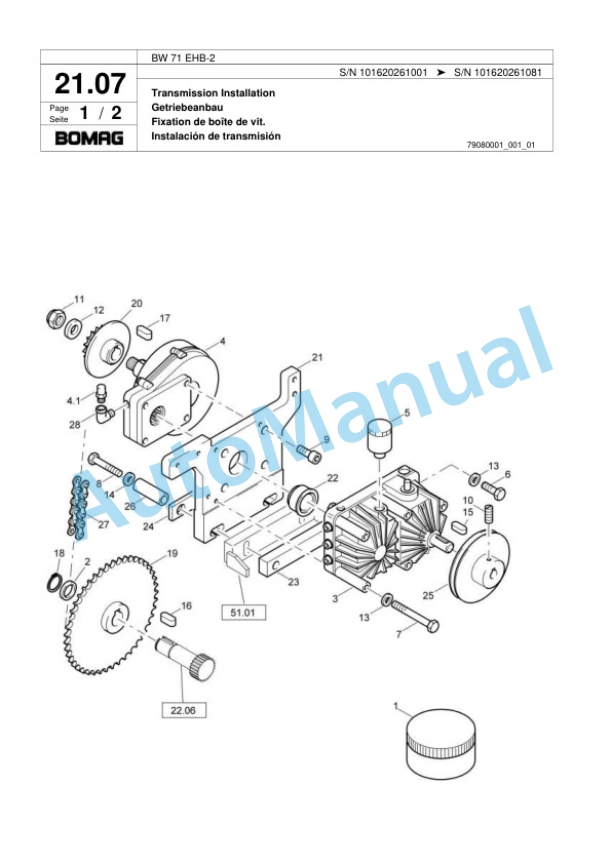 Bomag BW 71 EHB-2 Single-Drum Vibration Roller Spare Parts Catalogue 00818083-2