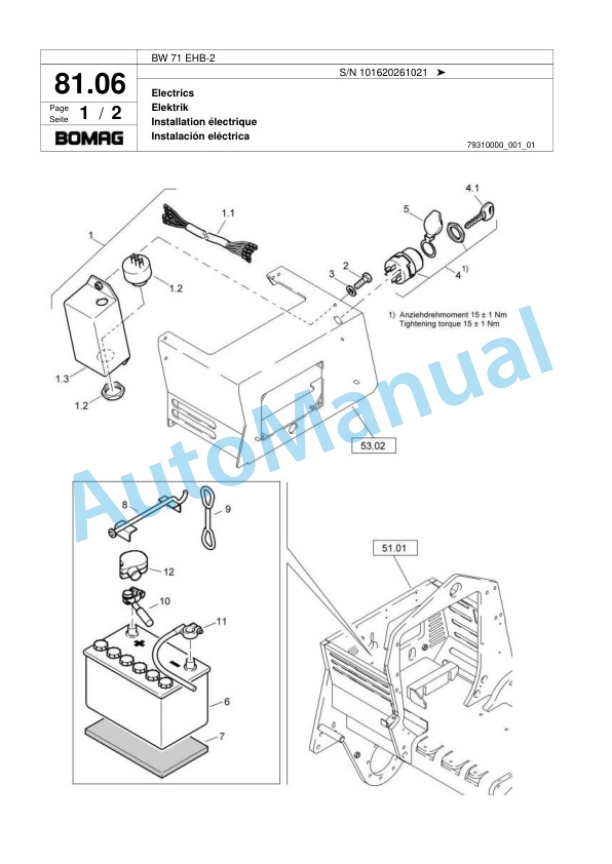 Bomag BW 71 EHB-2 Single-Drum Vibration Roller Spare Parts Catalogue 00818083-4