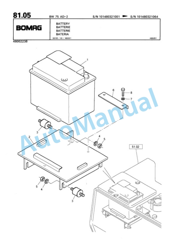 Bomag BW 75 AD-2 Double Vibratory Roller Spare Parts Catalogue 00811410-5
