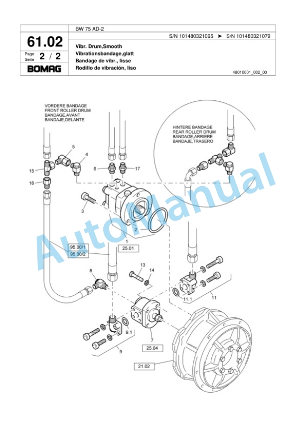 Bomag BW 75 AD-2 Double Vibratory Roller Spare Parts Catalogue 00817563-5