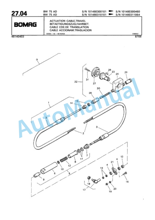 Bomag BW 75 AD Double Vibratory Roller Spare Parts Catalogue 00810132-3