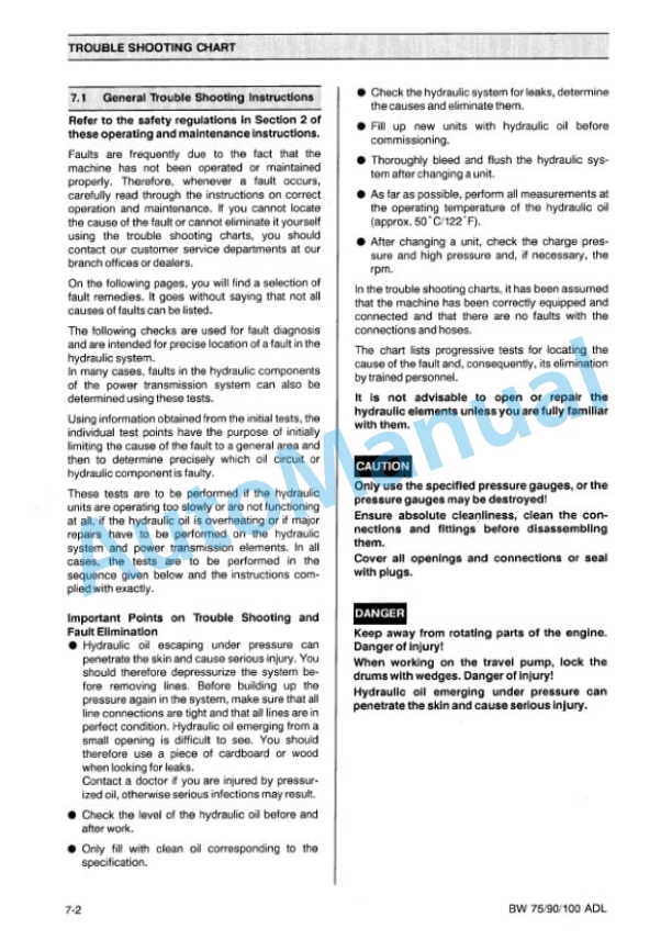 Bomag BW 75 ADL, BW 90 ADL, BW 100 ADL Tandem Vibrating Roller Operating and Maintenance Instructions 00810489-3