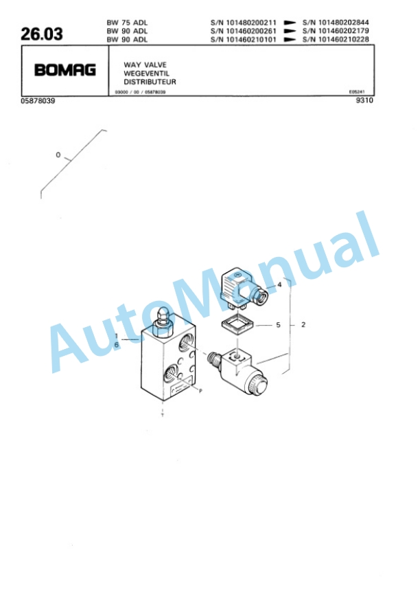 Bomag BW 75 ADL, BW 90 ADL Tandem Vibratory Roller Spare Parts Catalogue 00810017-2