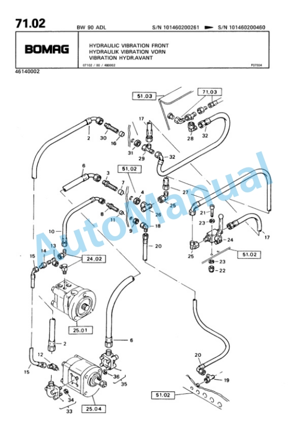 Bomag BW 75 ADL, BW 90 ADL Tandem Vibratory Roller Spare Parts Catalogue 00810017-5