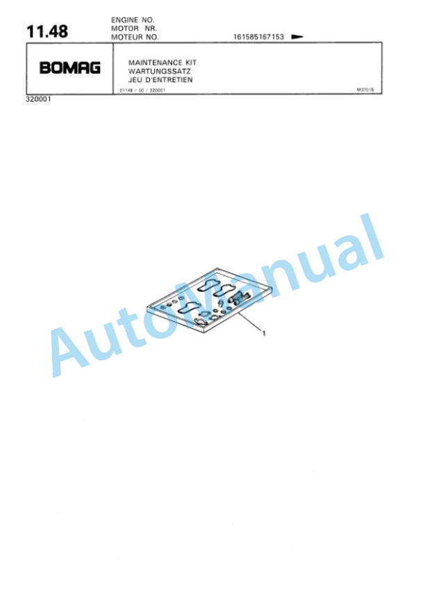 Bomag BW 75 E Single Drum Vibratory Roller Spare Parts Catalogue 00811011-2