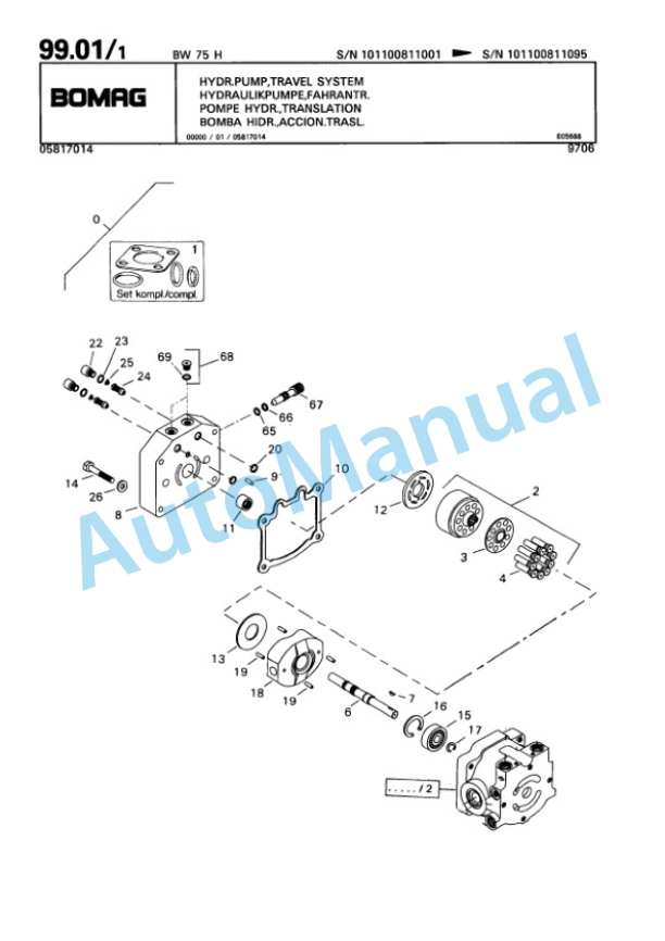 Bomag BW 75 H Double Vibratory Roller Spare Parts Catalogue 00810196-4