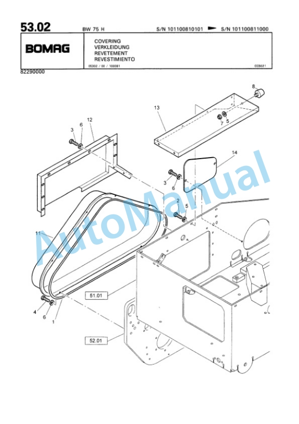Bomag BW 75 H Double Vibratory Roller Spare Parts Catalogue 00810362-2
