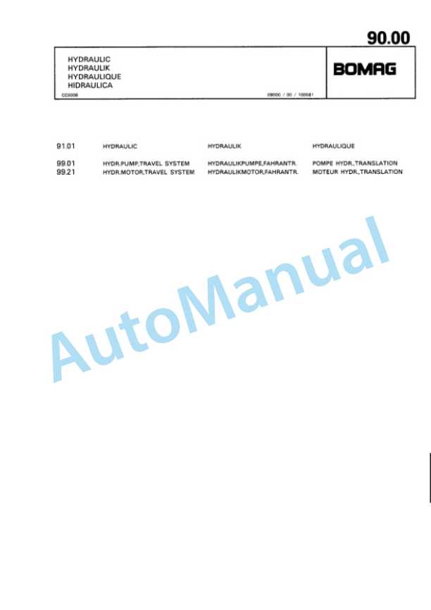 Bomag BW 75 H Double Vibratory Roller Spare Parts Catalogue 00810362-3