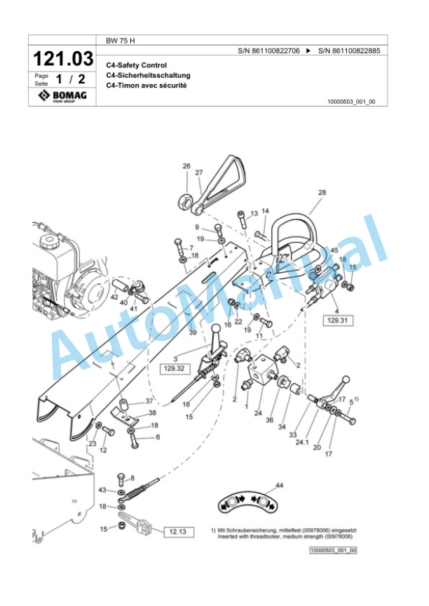 Bomag BW 75 H Double Vibratory Roller Spare Parts Catalogue 00818745-5
