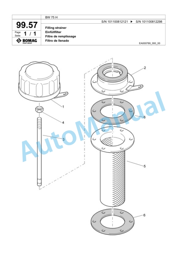 Bomag BW 75 H Double Vibratory Roller Spare Parts Catalogue 00818779-5