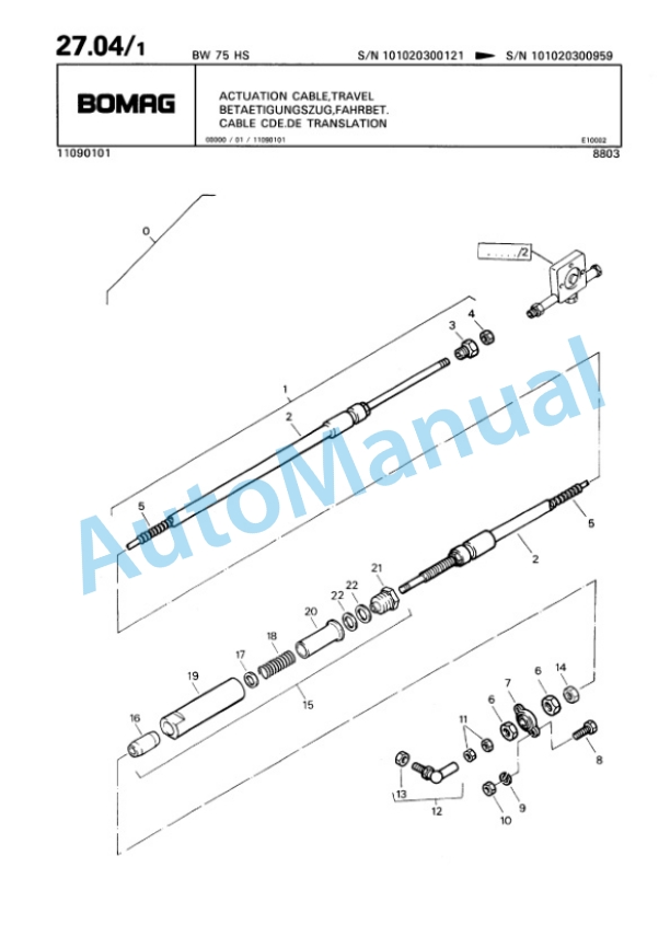 Bomag BW 75 HS Double Vibratory Roller Spare Parts Catalogue 00810015-3