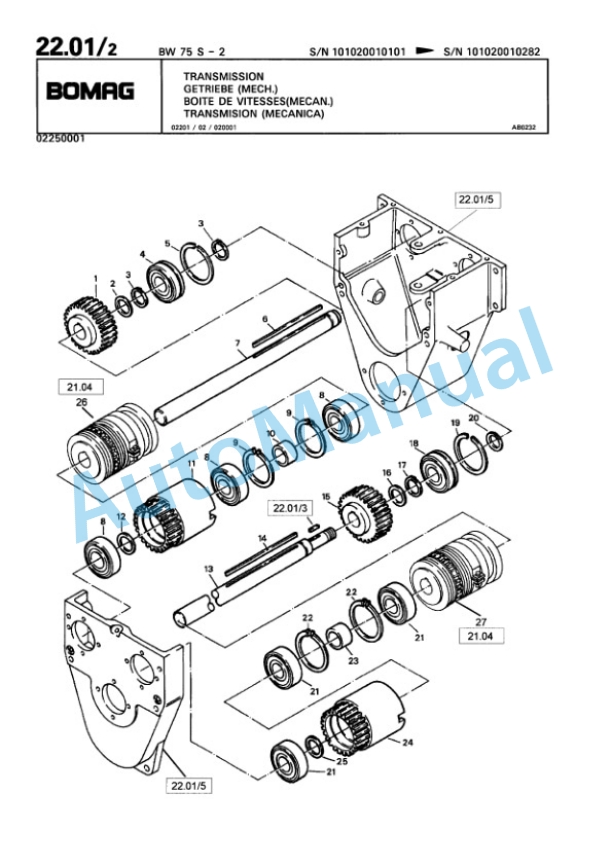 Bomag BW 75 S-2 Double Vibratory Roller Spare Parts Catalogue 00811409-2