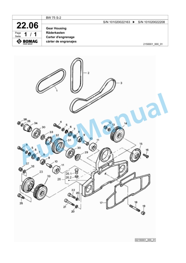 Bomag BW 75 S-2 Double Vibratory Roller Spare Parts Catalogue 00817971-2