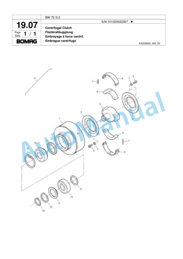 Bomag BW 75 S-2 Double Vibratory Roller Spare Parts Catalogue 00818781-2