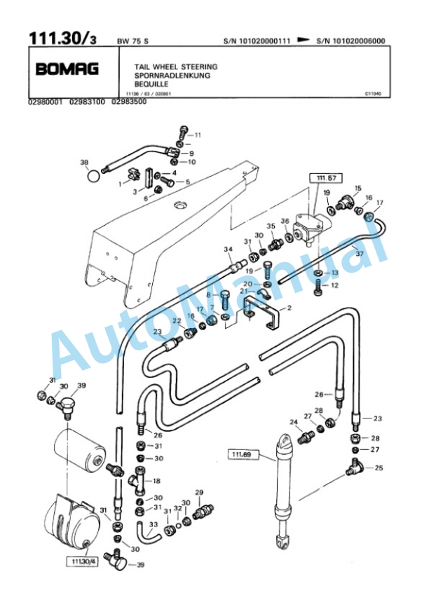 Bomag BW 75 S Double Vibratory Roller Spare Parts Catalogue 00810014-3