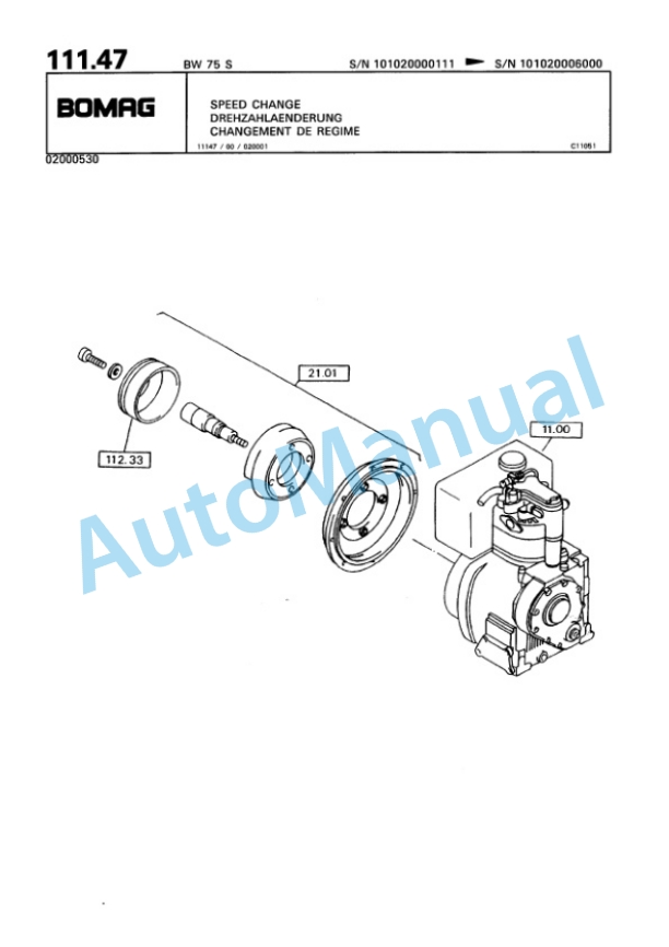 Bomag BW 75 S Double Vibratory Roller Spare Parts Catalogue 00810014-4